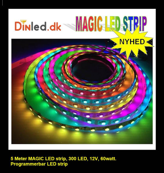 5 meter, 12 volt, 60 watt, 300 LED, MAGIC LED strip - WS2811 - KUN STRIP