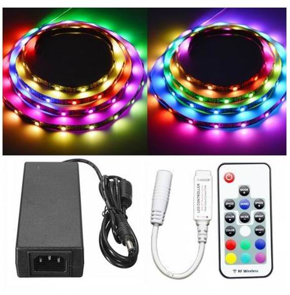 5 meter, 12 volt, 30 watt, 150 LED, vandtæt MAGIC LED strip - WS2811 - KOMPLET SÆT