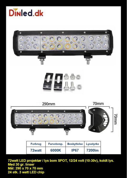 LED Lys bro / lys bar 72 watt 12/24 volt - SPOT
