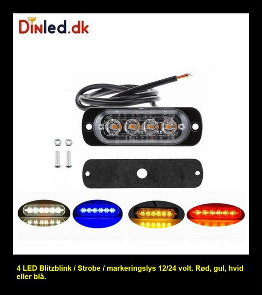 4 LED Blitzblink / strobe blink 12v / 24v - ALUMINIUM