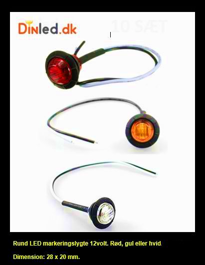 Rund LED markeringslygte, 12v