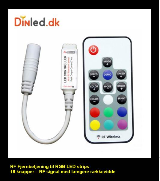 RF LED controller med fjernbetjening 12/24v - RGB LED