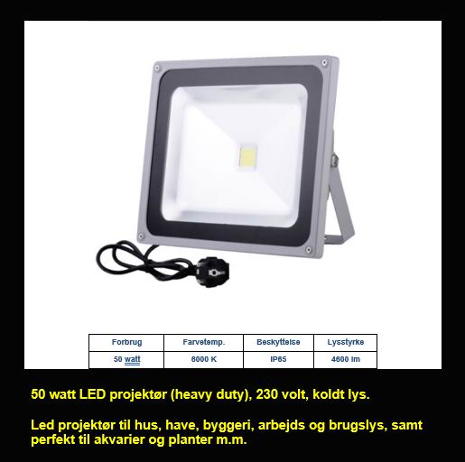 LED Standard projektør (heavy duty) 50 watt - SLUTSALG