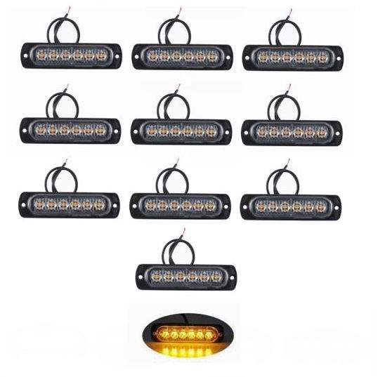 6 LED Markeringslys 12v - Kraftig model - 10 stk