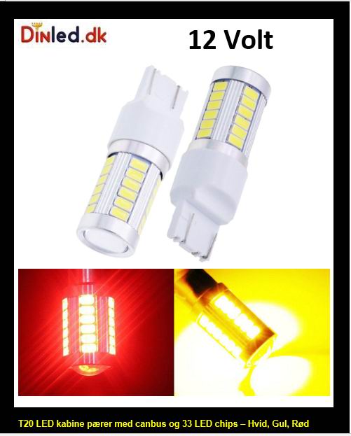 T20 LED pære med  projektor linse - 12v