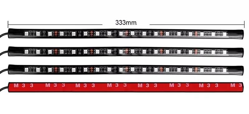 Musik styret sæt med 4 x 18 RGB led skinner - 12v - APP styring