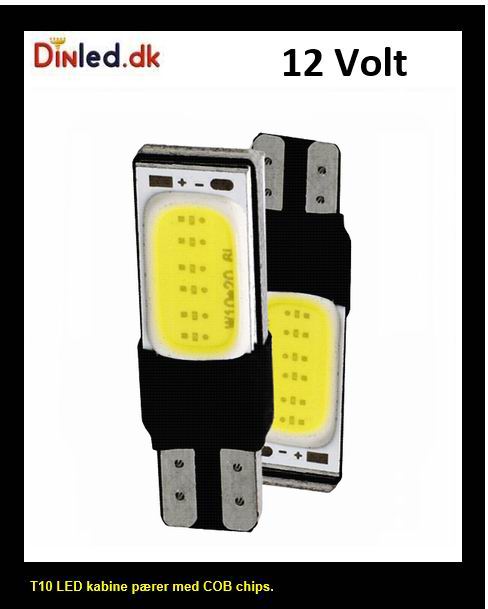 T10 W5W LED COB pære - 12v