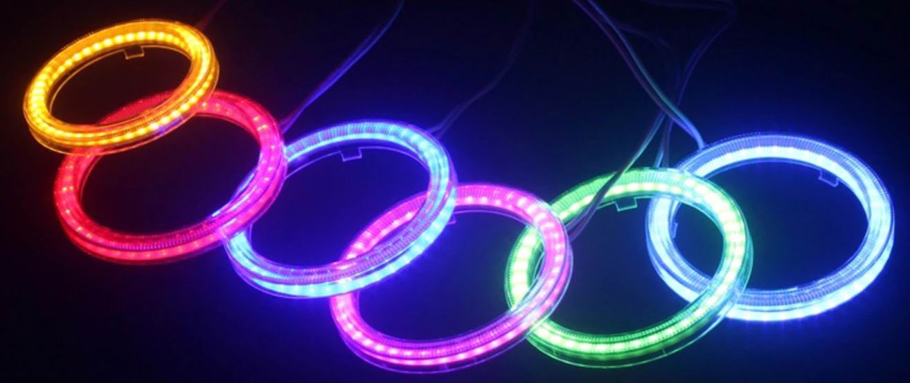 Angel eyes "Halo" - 80mm, sæt med 2 stk. 12/24v