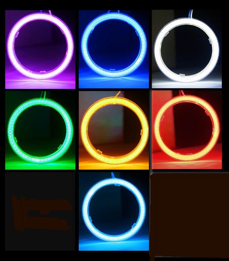 Angel eyes "Halo" - 80mm, sæt med 2 stk. 12/24v