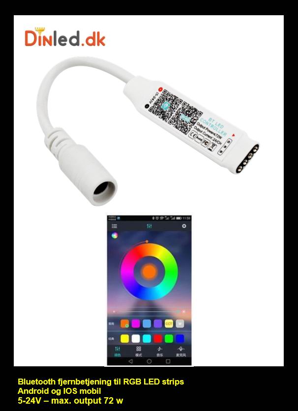 RGB Bluetooth controller til IOS og ANDROID Mobil telefoner