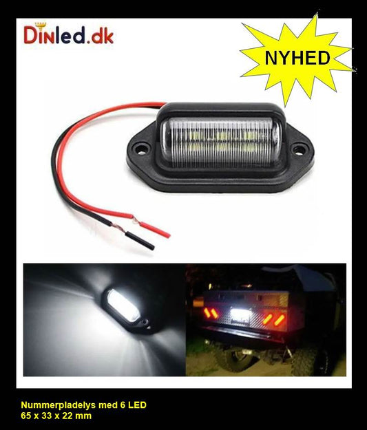 Nummerpladelys med 6 LED - 12 volt