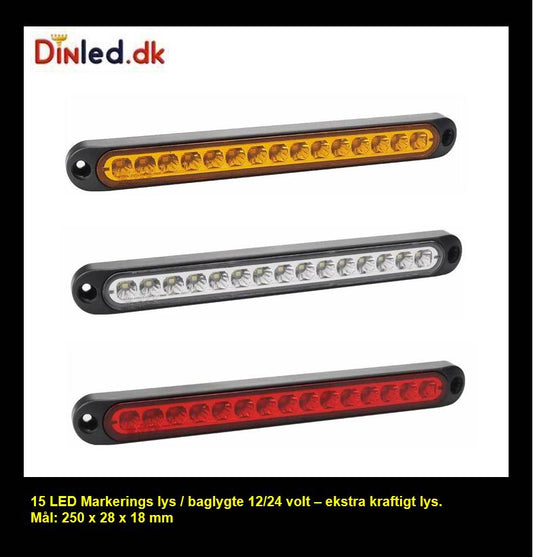 15 LED Markeringslys / Stoplygte 24v