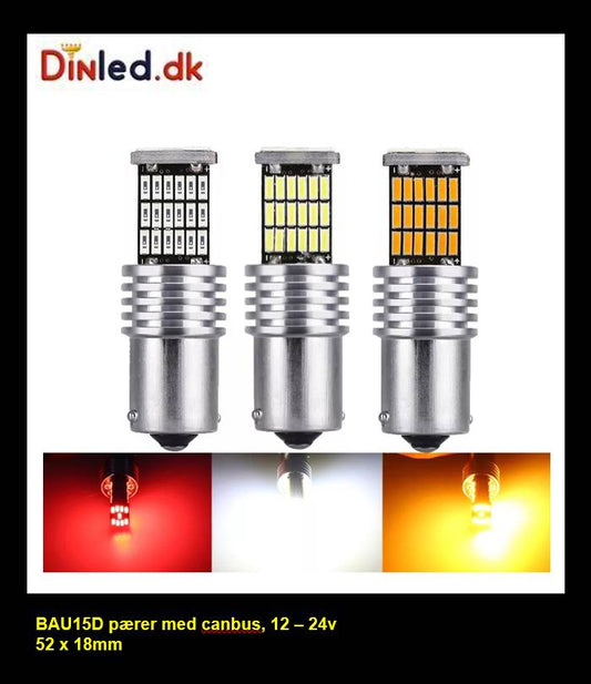 BAU15S 45 LED pære med CANBUS,  12-24v