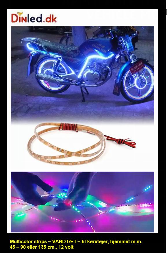 LED NEON Multicolor strips 45 - 90 - 135cm vandtæt, 12v.