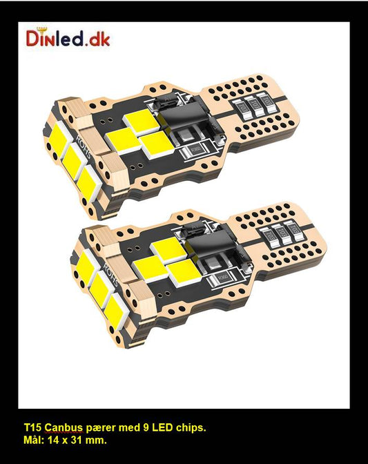 T15 W16W CANBUS LED  pære , 12 - 24v