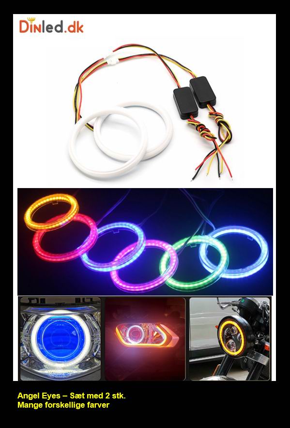Angel eyes "Halo" - 80mm, sæt med 2 stk. 12/24v