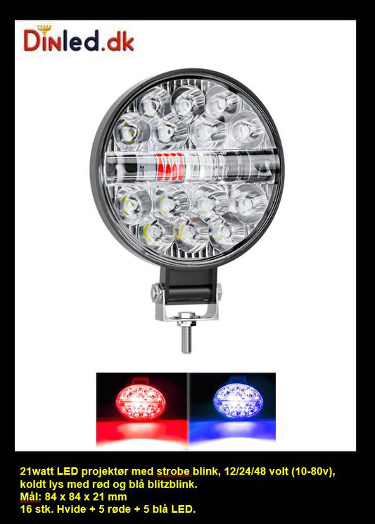 LED køretøjs projektør 28 watt med Blitz blink