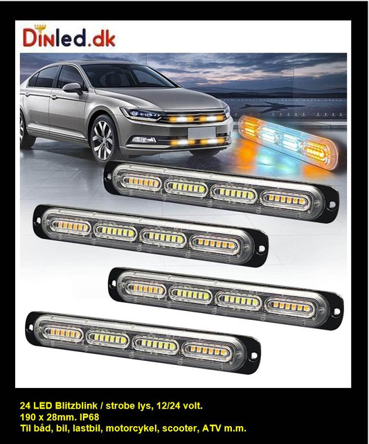 24 LED Blitzblink / strobe blink 12v / 24v - Aflang