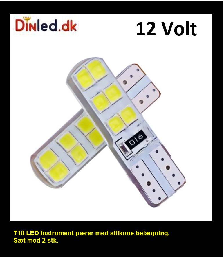 T10 W5W LED pære Silikonebelagt - 12v
