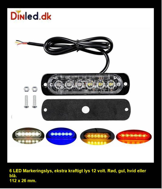 6 LED Markeringslys 12v - Kraftig model