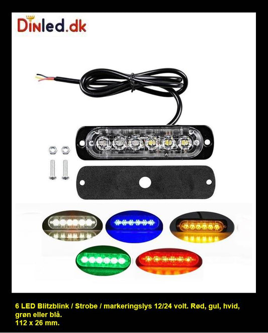 6 LED Blitzblink / strobe blink 12v / 24v - ALUMINIUM