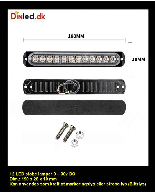 12 LED Blitzblink / strobe blink 12v / 24v - Aflang