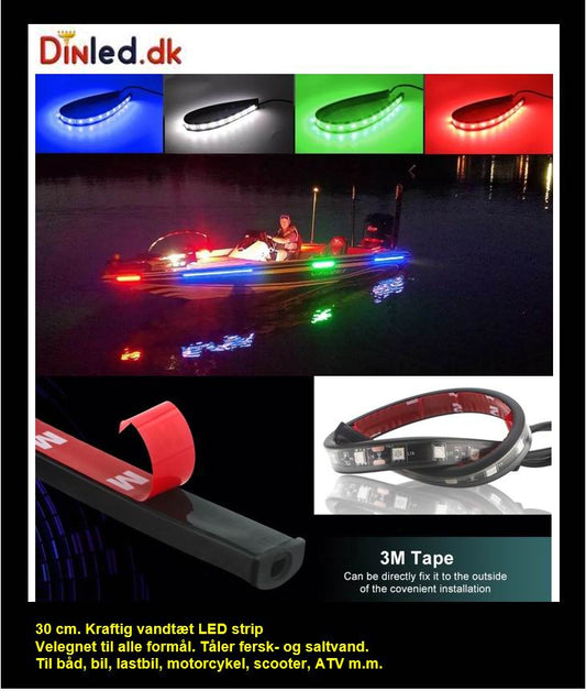 Kraftig LED Navigations lys 30cm vandtæt, 12v.