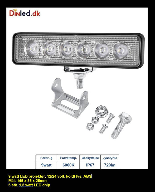 LED projektør 9 watt 12 volt