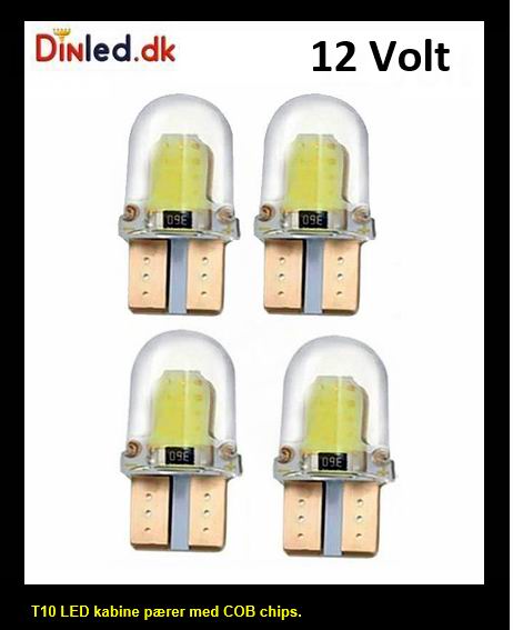 T10 W5W mini LED pære med canbus - 4 stk. - 12v