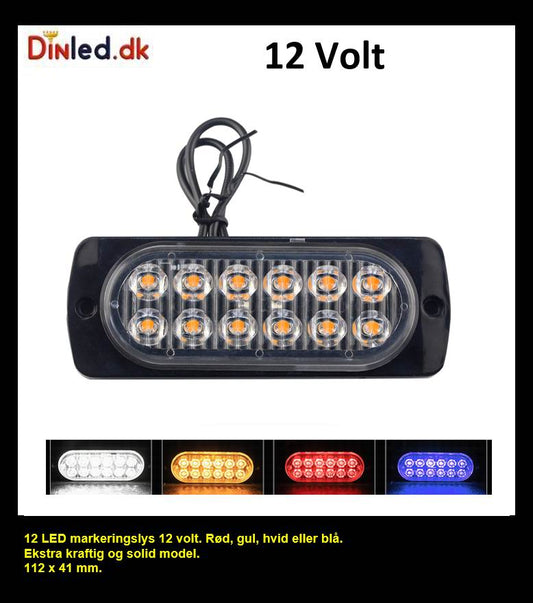 12 LED markeringslygte, 12v - kraftig model