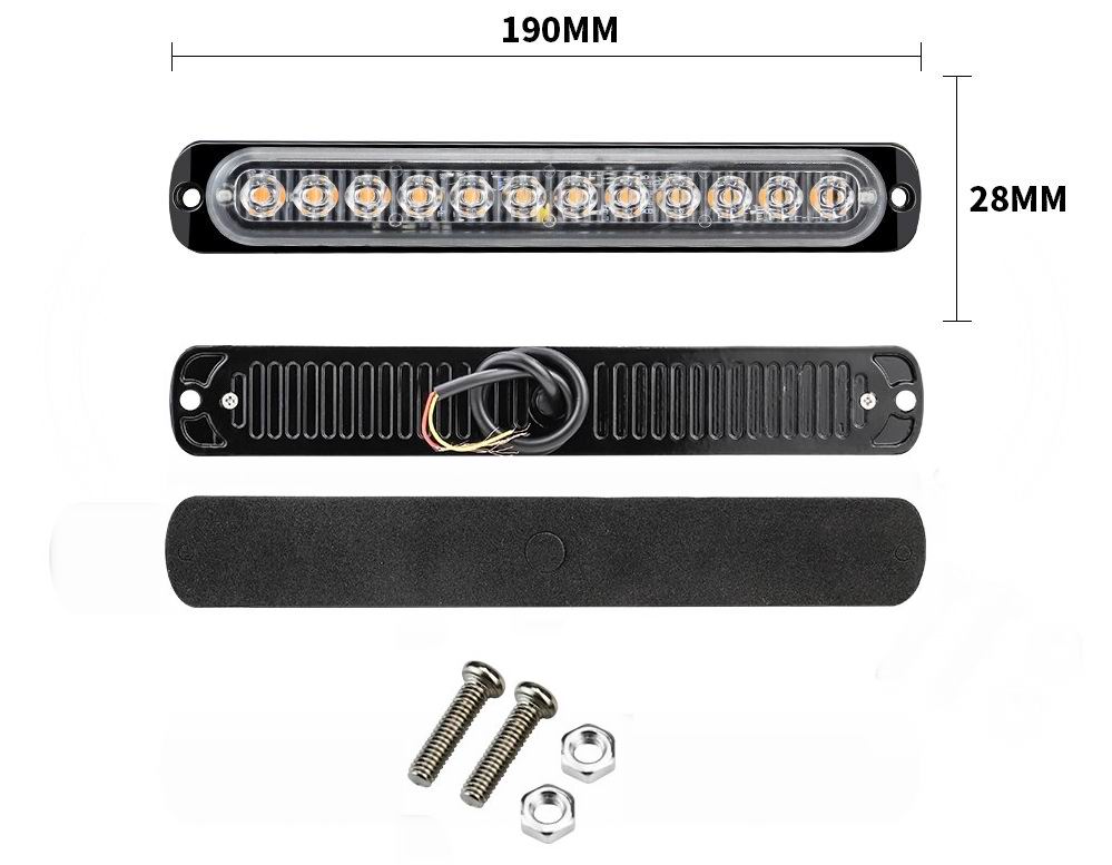 12 LED Blitzblink / strobe blink 12v / 24v - Aflang