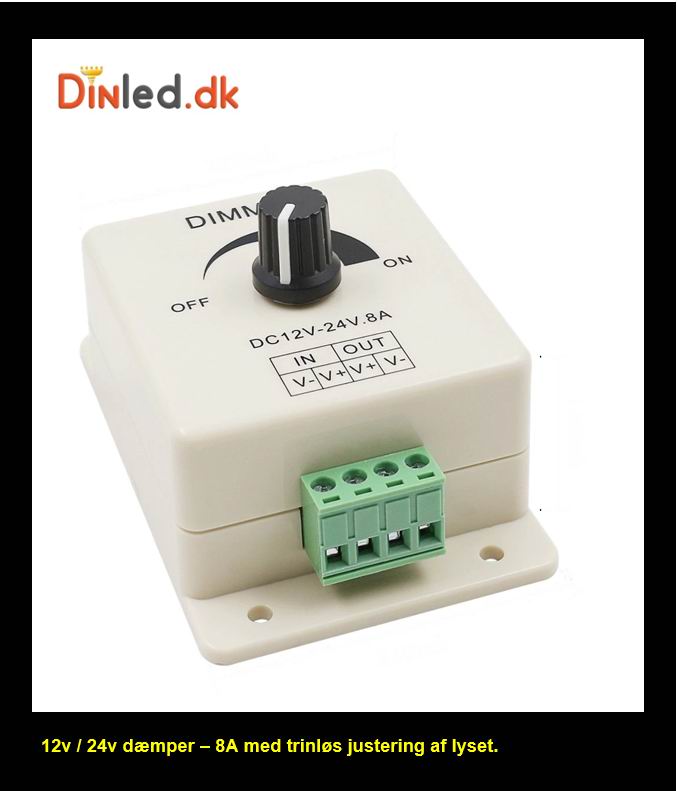 Dæmper 12v / 24v - trinløs regulering