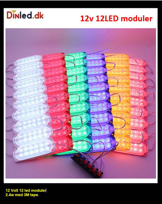 12 LED moduler, 12v - 10 stk.
