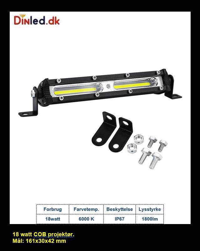 LED COB køretøjs projektør 18 watt 12/24 volt