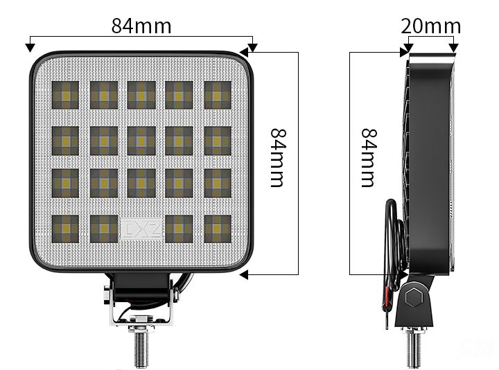 LED køretøjs projektør 27 watt 12/24/48 volt - kompakt slim model