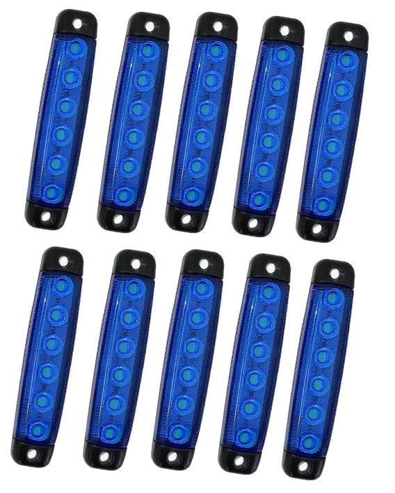 6 LED markeringslygte, 12-24v, Sæt med 10 stk