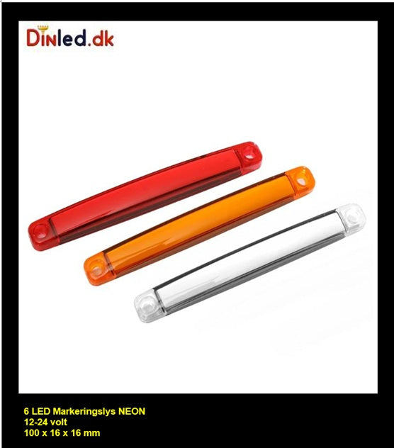 9 LED NEON markeringslygte, 12- 24v - sæt med 15stk