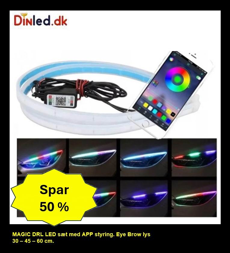 MAGIC App styret sæt 12v, 30 / 45 / 60 cm. - LED EYE BROW LYS