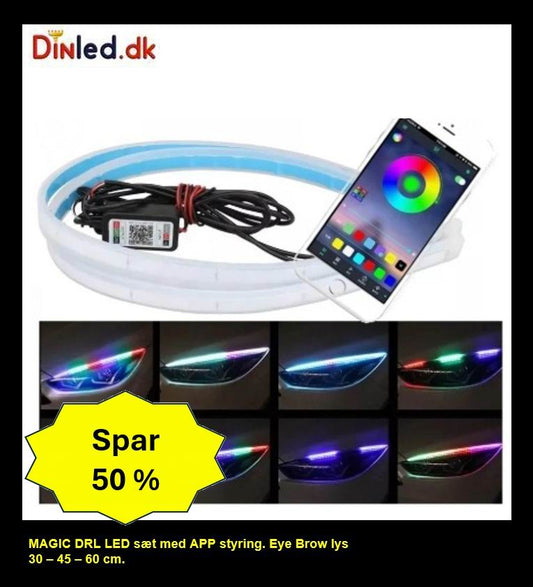 MAGIC App styret sæt 12v, 30 / 45 / 60 cm. - LED EYE BROW LYS