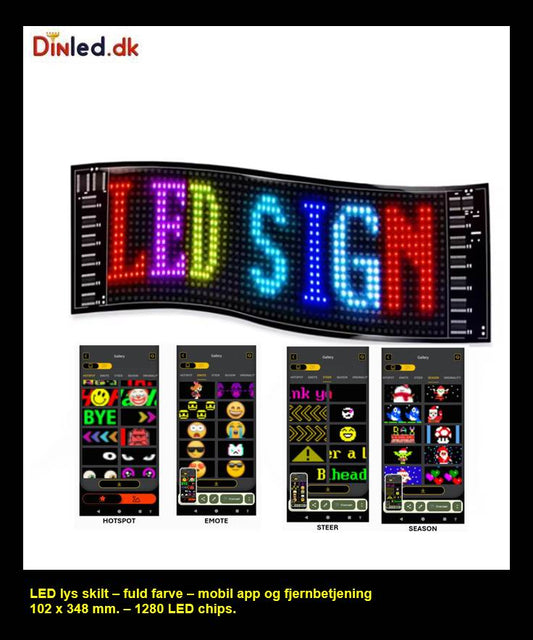 LED lys skilt - USB - fuld farvet . APP styring  - 348 x 102 mm