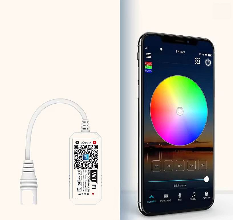 WIFI controller til RGBW strips med musik styring + Google Home + Alexa