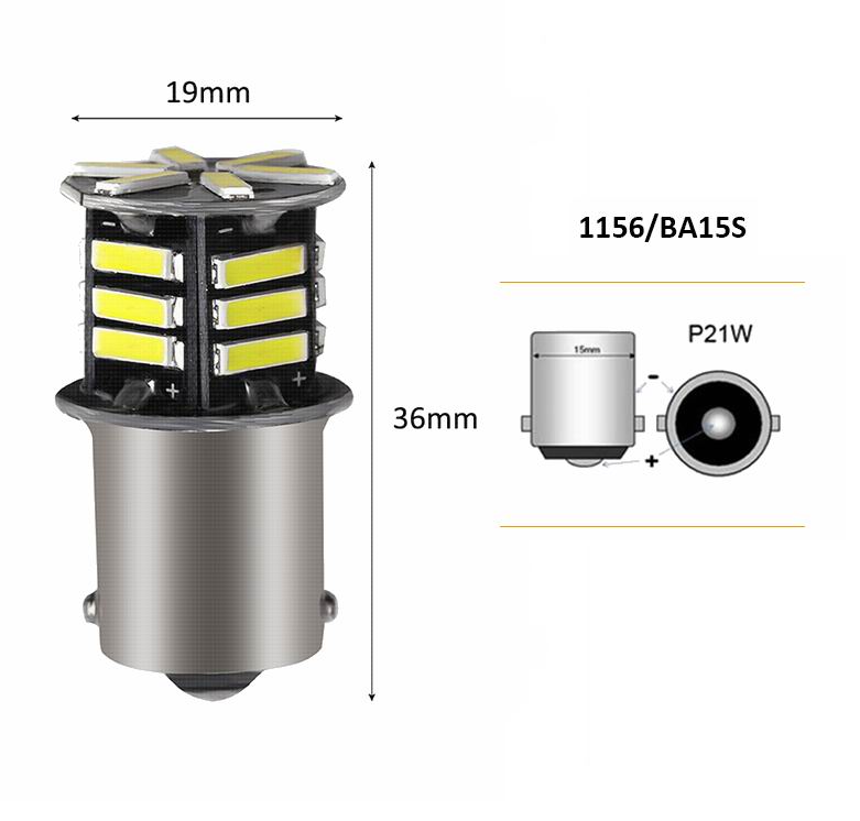 BA15S LED pære med 21 LED - 12v