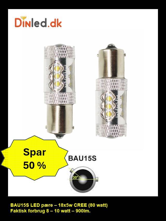 BAU15S LED pære 18 x 5w CREE 12-24 volt