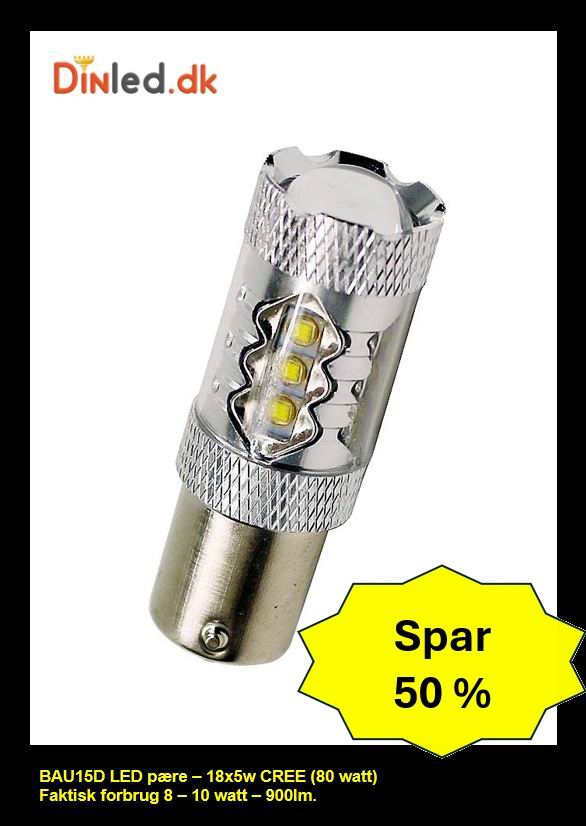 BAU15D LED pære 18 x 5w CREE 12 -24 volt
