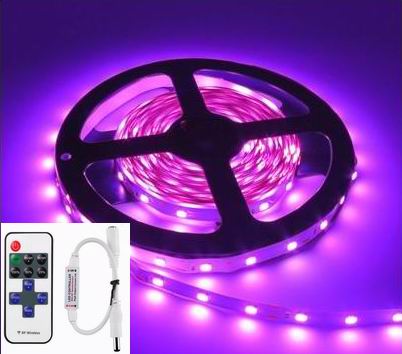 5 meter PINK, 12 volt, 24 watt, P20, 300 LED, Led strip