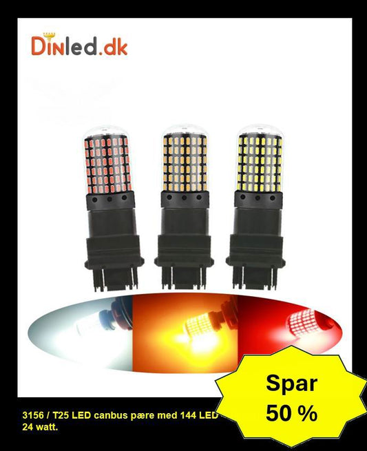 3156 LED pære med 144 LED og CANBUS, 12 - 24v