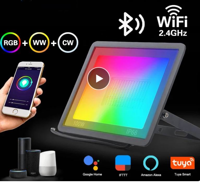 50 watt RGB + WW + CW LED projektør med APP styring - 220v