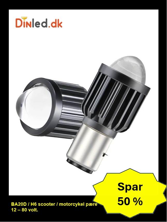 BA20D / H6 LED forlygtepærer til Scooter  / Motorcykel - 10-80v - 15 watt AC/DC