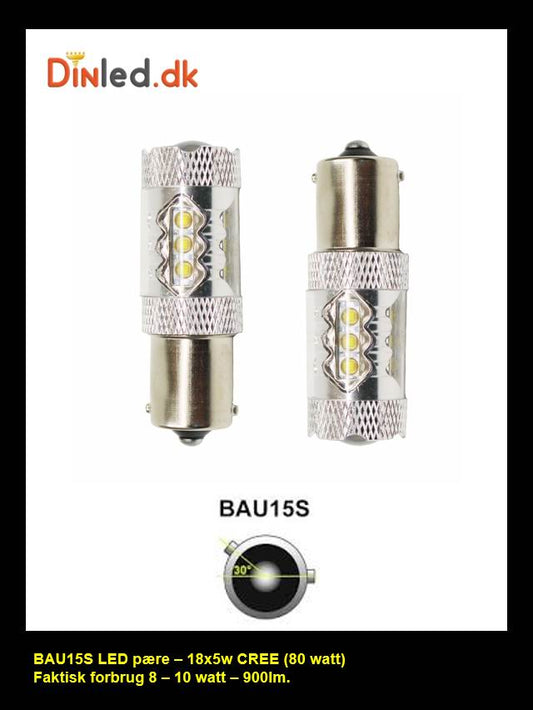 BAU15S LED pære 18 x 5w CREE 12-24 volt