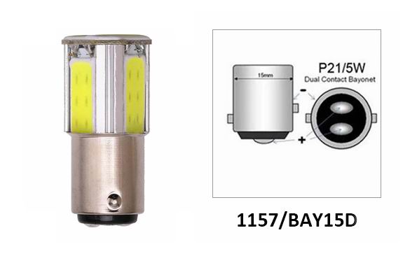 BAY15D COB LED pære - 12v